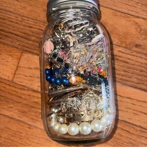 Assorted Jewelry in Mason Jar